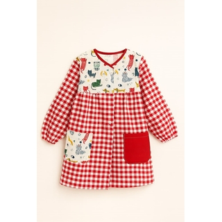 MANDILON VUELTA AL COLE - Mandilón Infantil Rojo con Estampado de Gatitos - Imagen 2