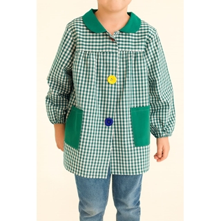 MANDILON VUELTA AL COLE - Mandilón Infantil Verde a Cuadros - Imagen 2