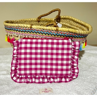 Neceser Artesanal – Cuadros Vichy Fucsia con Volantes - Imagen 1